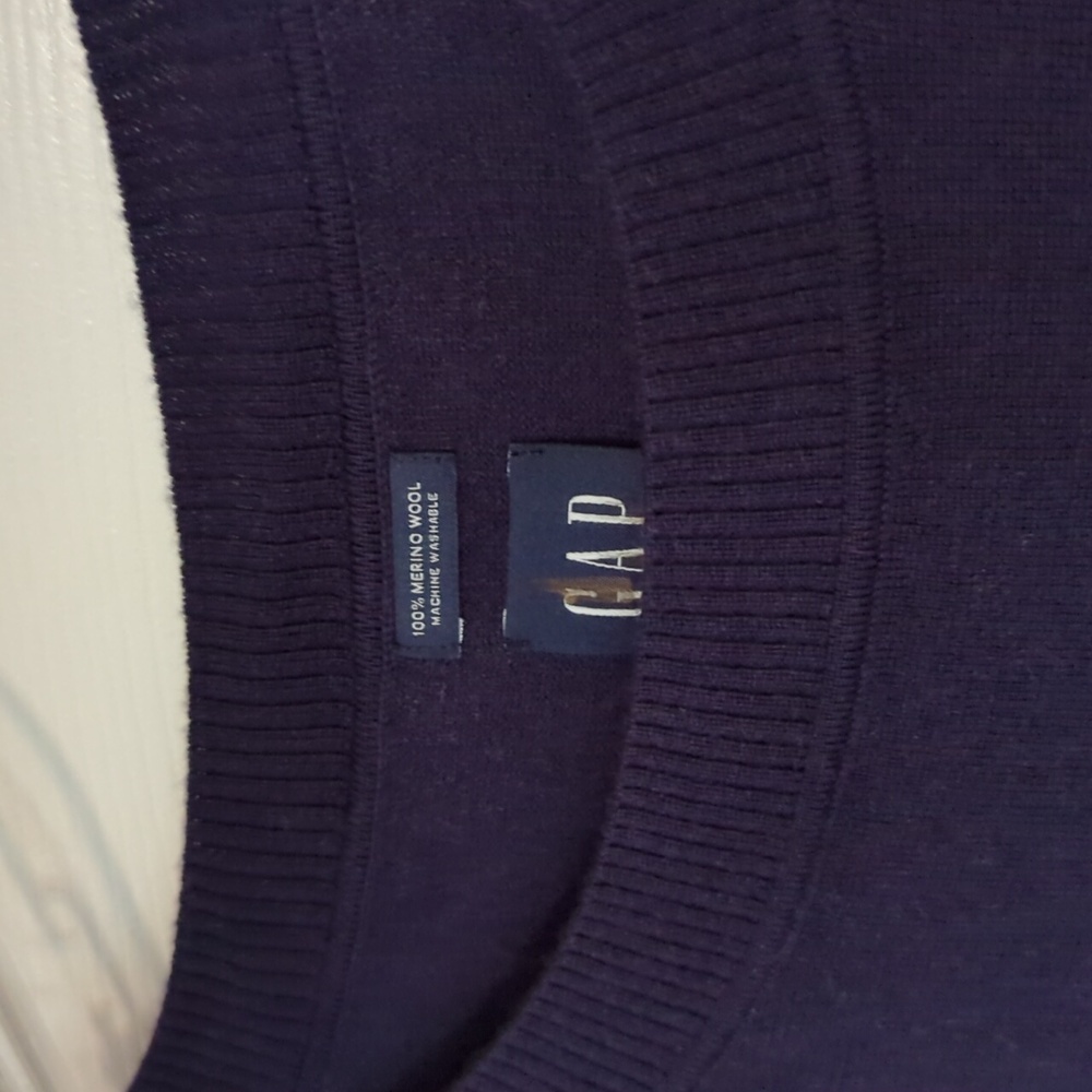 NEW GAP NAVY BLUE 100% MERINO WOOL LARGE PULLOVER SWEATER - Picture 5 of 8